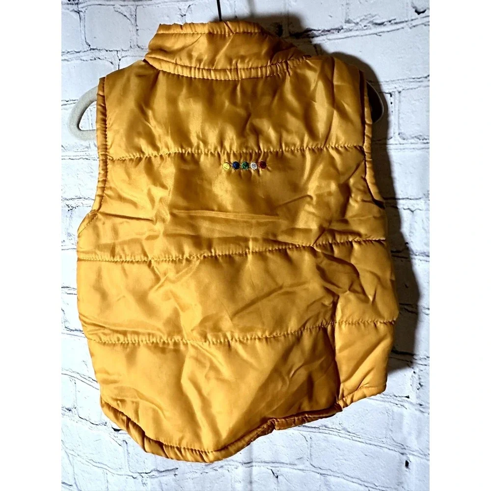 Coogi Kids Puffer Vest Mustard Yellow Embroidered Logo Zip Front 6-9 Months